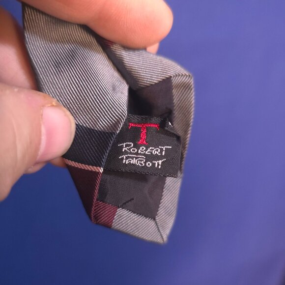 Robert Talbott Handmade Striped Silk Tie Burgundy & Gray 3" Width vintage - Picture 4 of 5